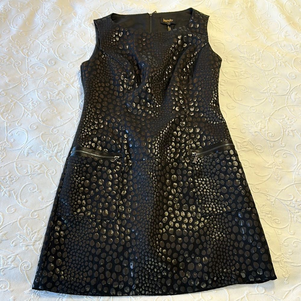 Laundry by Shelli Segal Black‎ Animal Print Sleeveless Shift Dress Size 2